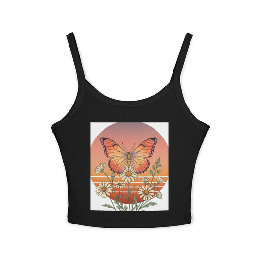 Beach Vibes Women's Spaghetti Strap Tank Top — "to the beach" Graphic