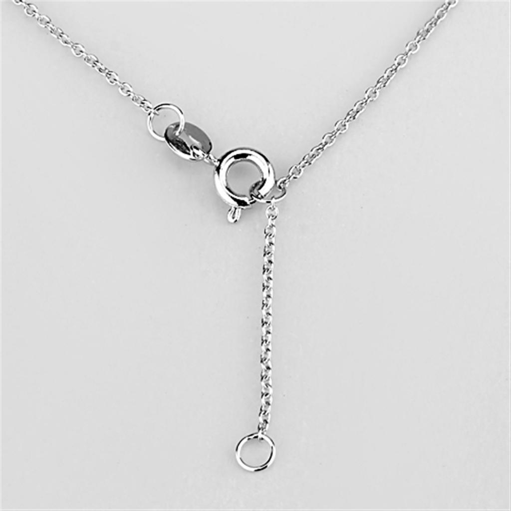3W427 - Rhodium Brass Necklace with AAA Grade CZ in Clear