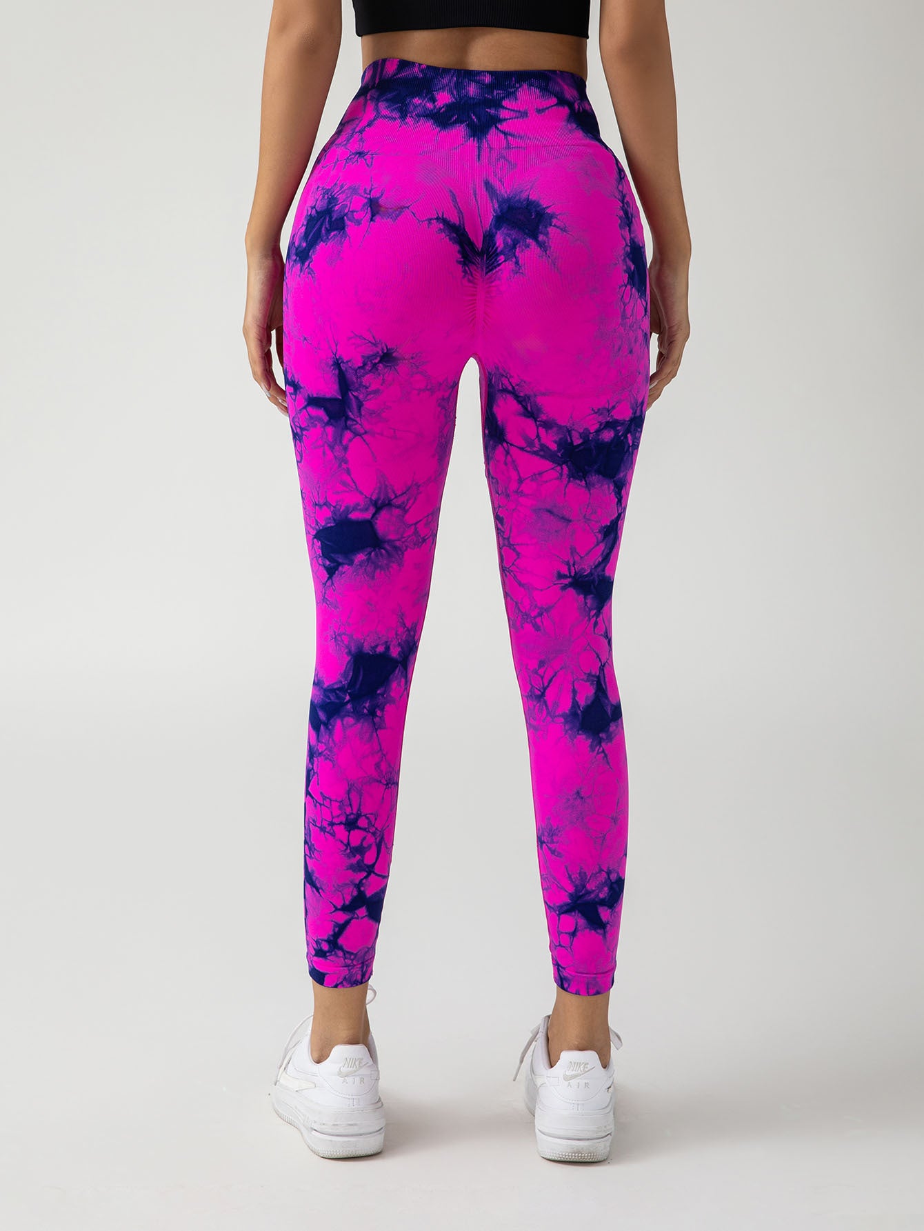 New Style Women's High-Waisted Yoga Leggings With Hollow-Out & Tie-Dye Design