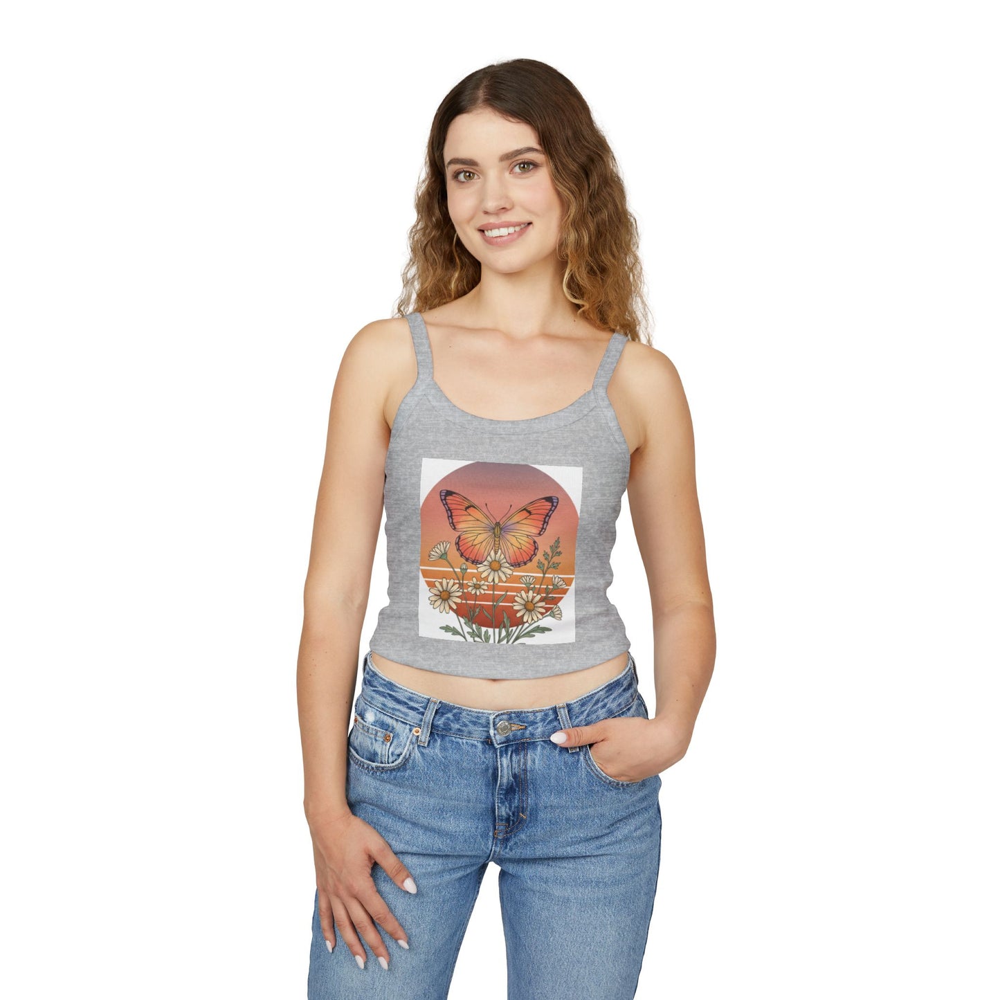 Beach Vibes Women's Spaghetti Strap Tank Top — "to the beach" Graphic