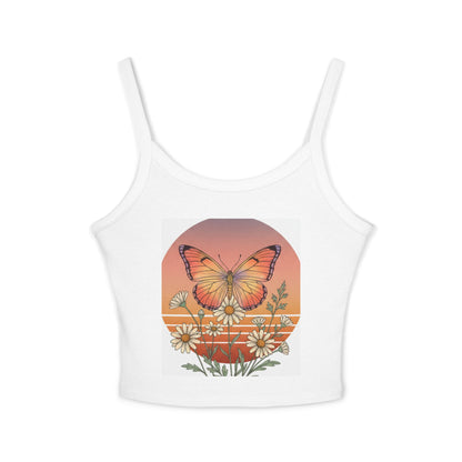 Beach Vibes Women's Spaghetti Strap Tank Top — "to the beach" Graphic