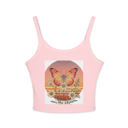 Beach Vibes Women's Spaghetti Strap Tank Top — "to the beach" Graphic