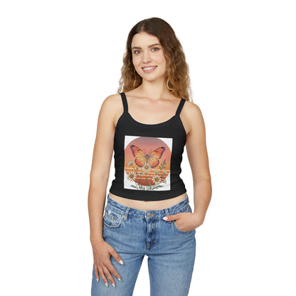 Beach Vibes Women's Spaghetti Strap Tank Top — "to the beach" Graphic