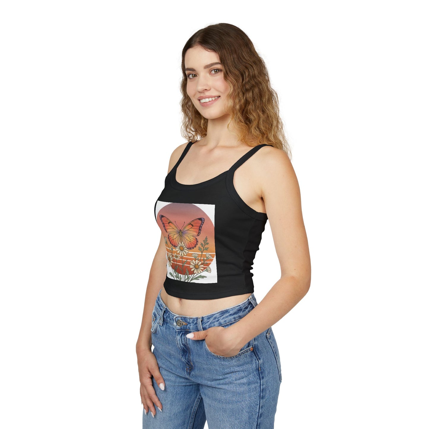 Beach Vibes Women's Spaghetti Strap Tank Top — "to the beach" Graphic