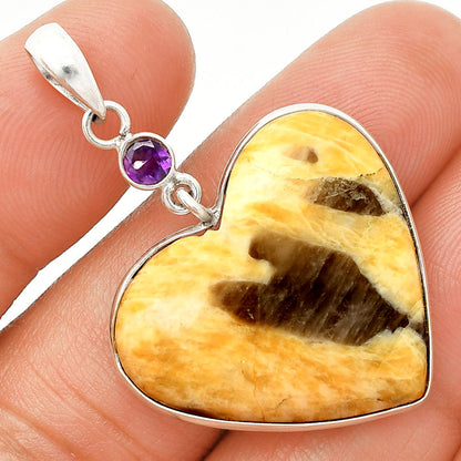 Heart - Septarian - Dragon Stone & Amethyst Pendant P-1098 SDP150184