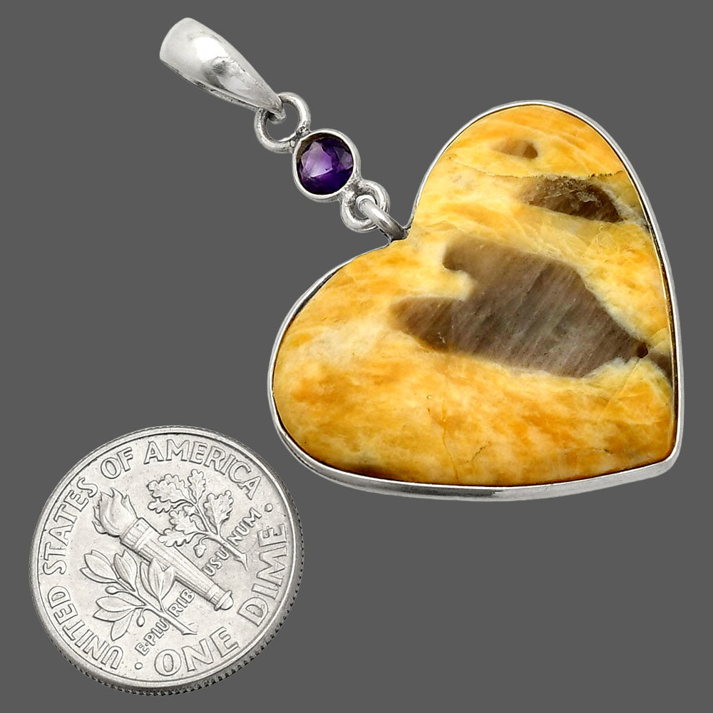 Heart - Septarian - Dragon Stone & Amethyst Pendant P-1098 SDP150184